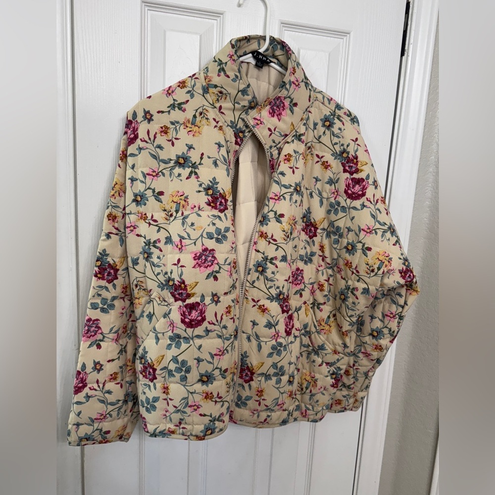 Floral Beige Puffer Jacket
